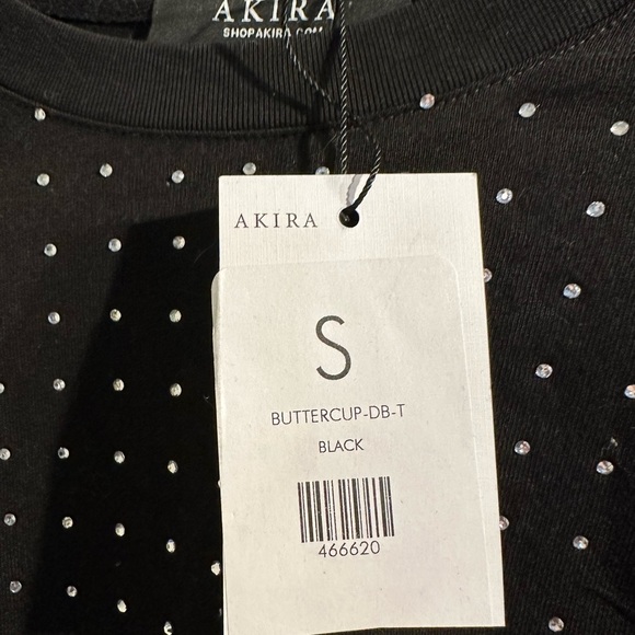 AKIRA Black RHINESTONE Cropped Top - Picture 4 of 5